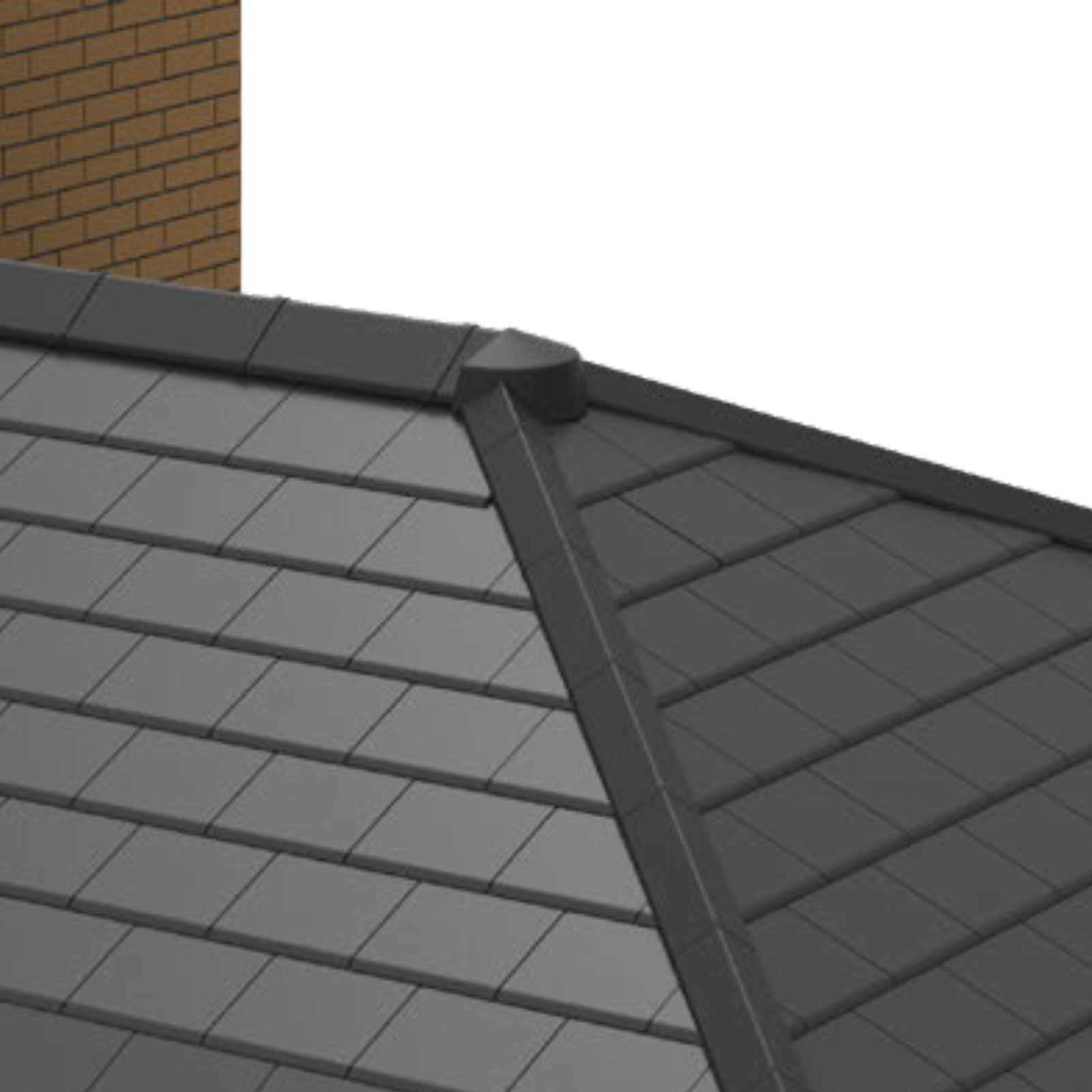 Example of Envirotile Ridge to Apex Cover for Synthetic Plastic Roof Tile