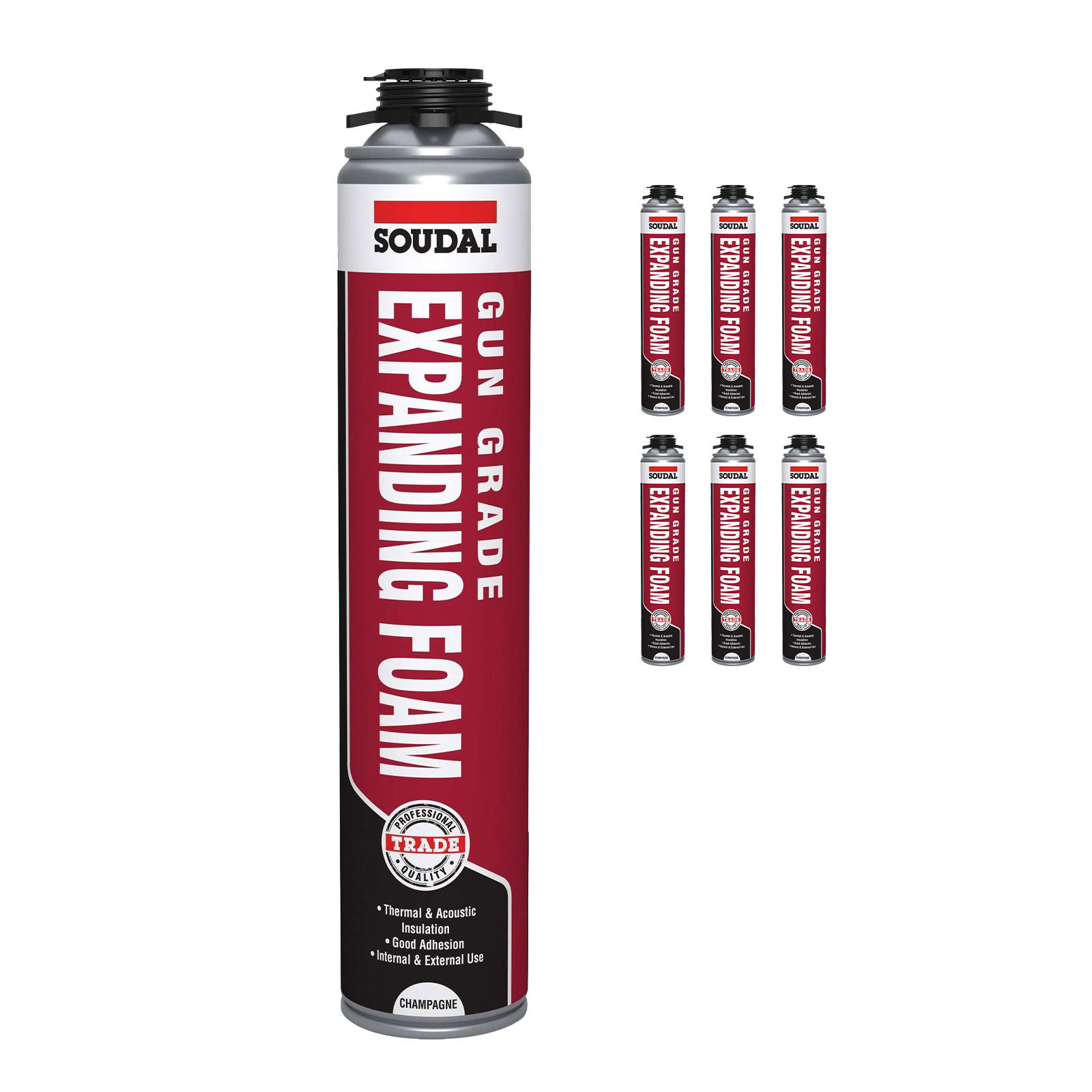 6 x Soudal Soudafoam Gap Filler Gun Grade (750ml)