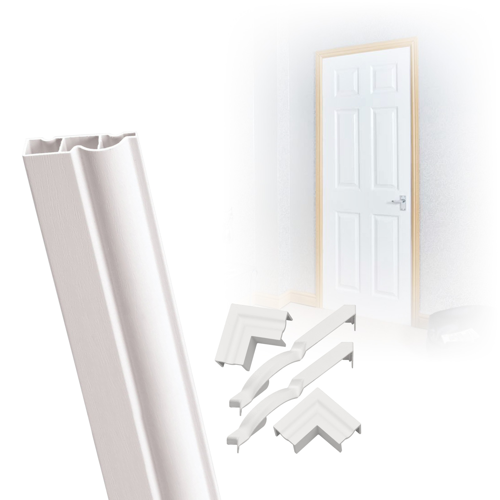 White Complete Torus Ogee Plastic Door Architrave Kit