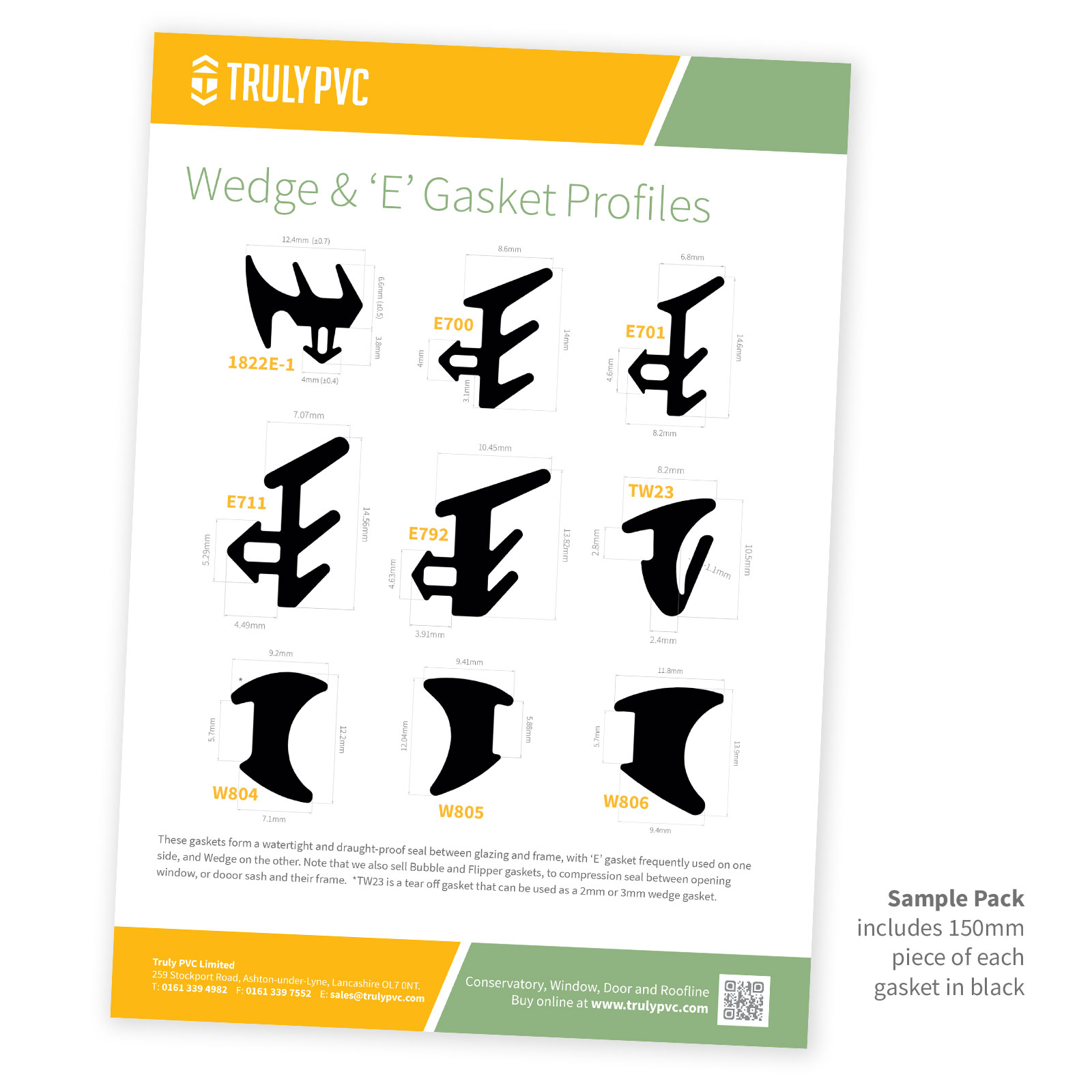 Sample Pack of ExtrudaSeal Wedge and E Fir Tree Gasket Window Door Seal Replacement