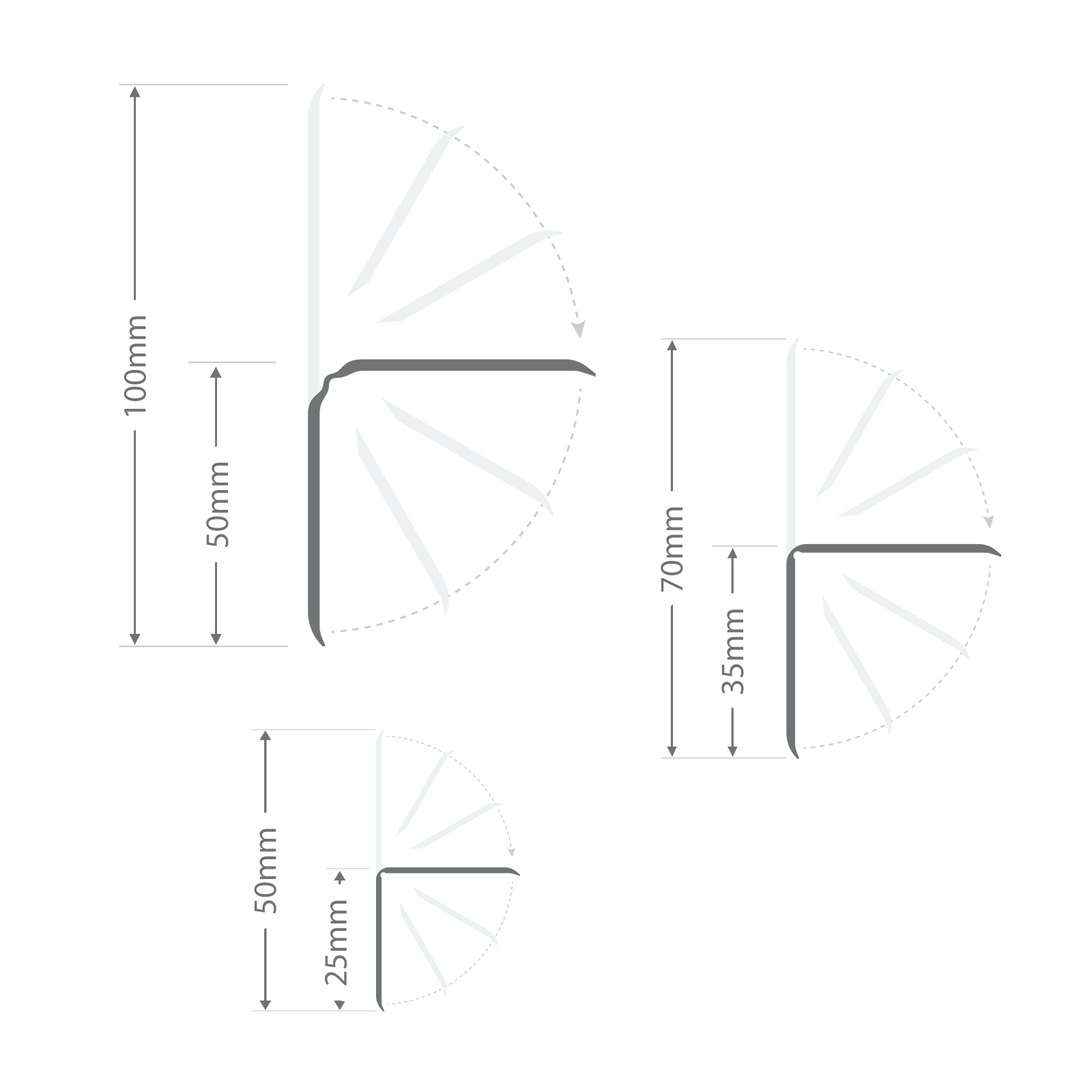 Profile sizes of Flexi Angle Adjustable uPVC Corner Trim (5m)