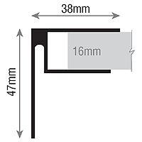 Profile of 16mm Aluminium F-Section Edge Trim