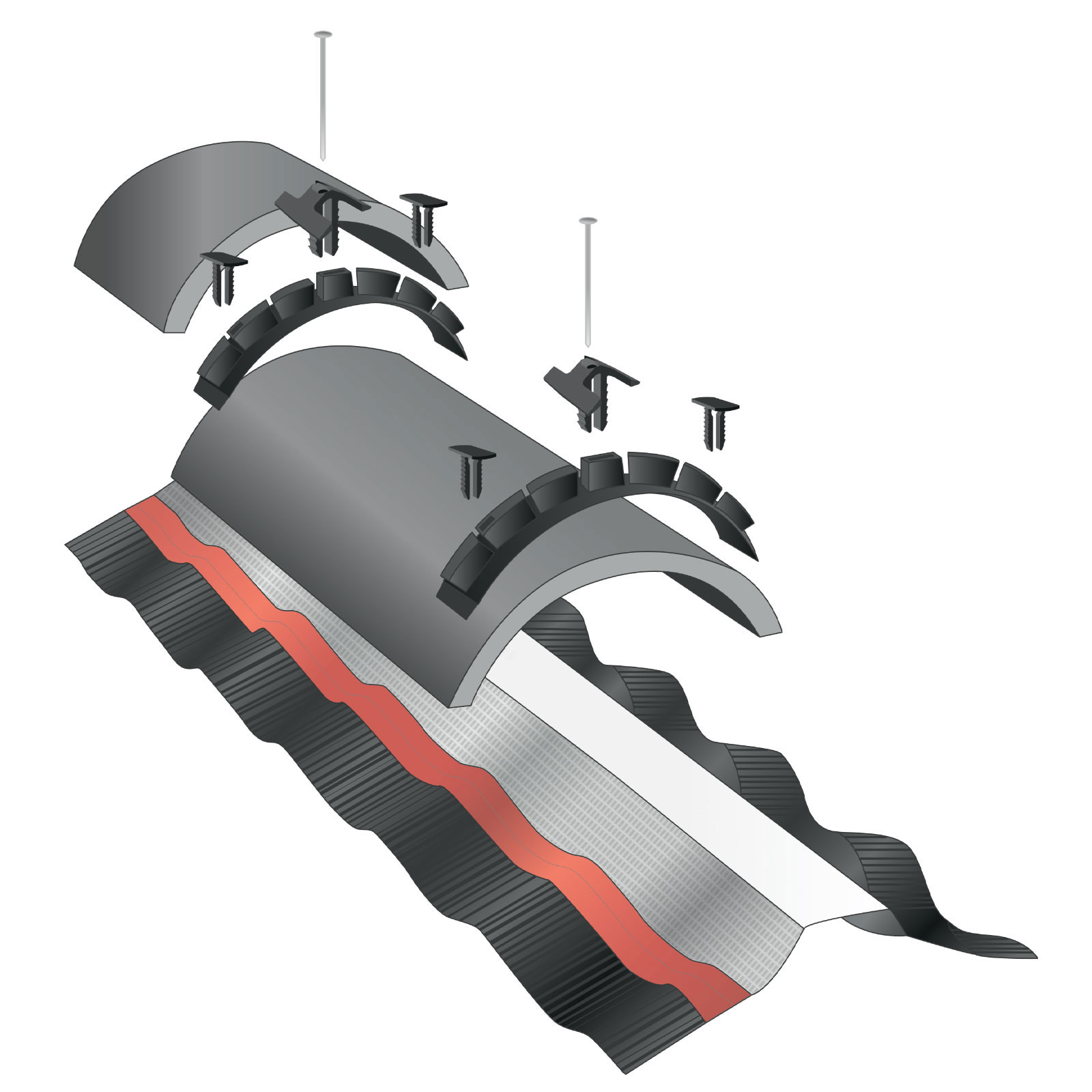 Exploded drawing of EasyRidge Ridge Union Maintenance Pack usage