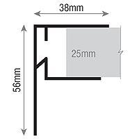 Profile of 25mm ALUKAP-XR Aluminium F-Section Endstop Bar End Edge Trim Profile