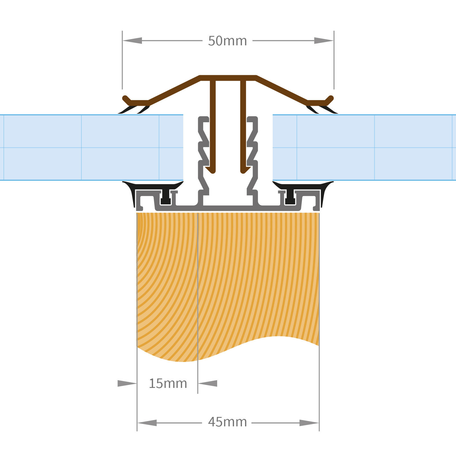 End profile and size of Exitex Capex Snap Down Glazing Bar 10-25mm