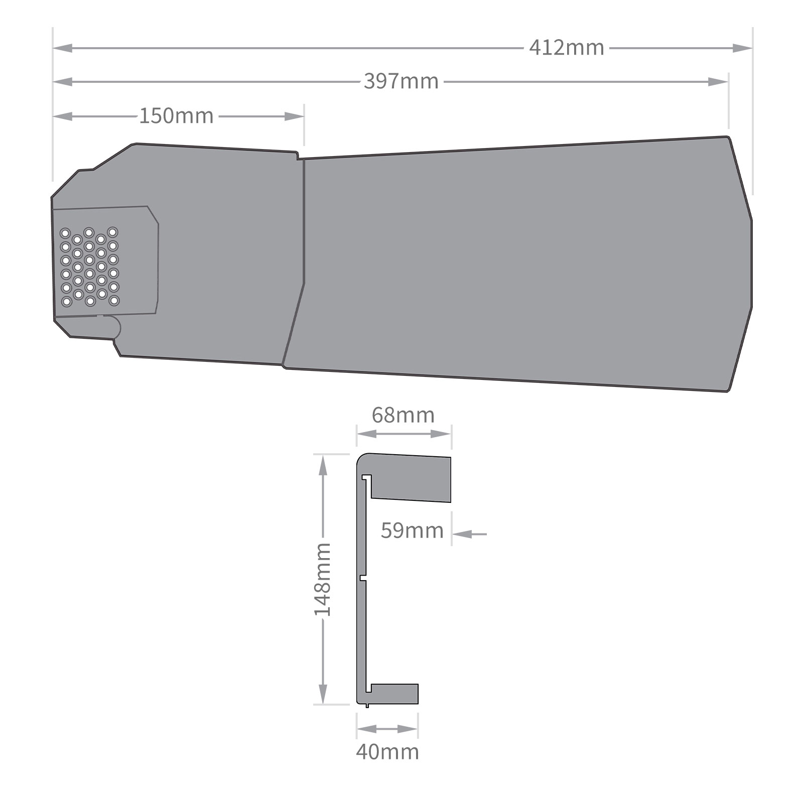 Size of Klober KR9785 KR9790 Contract Dry Verge Units