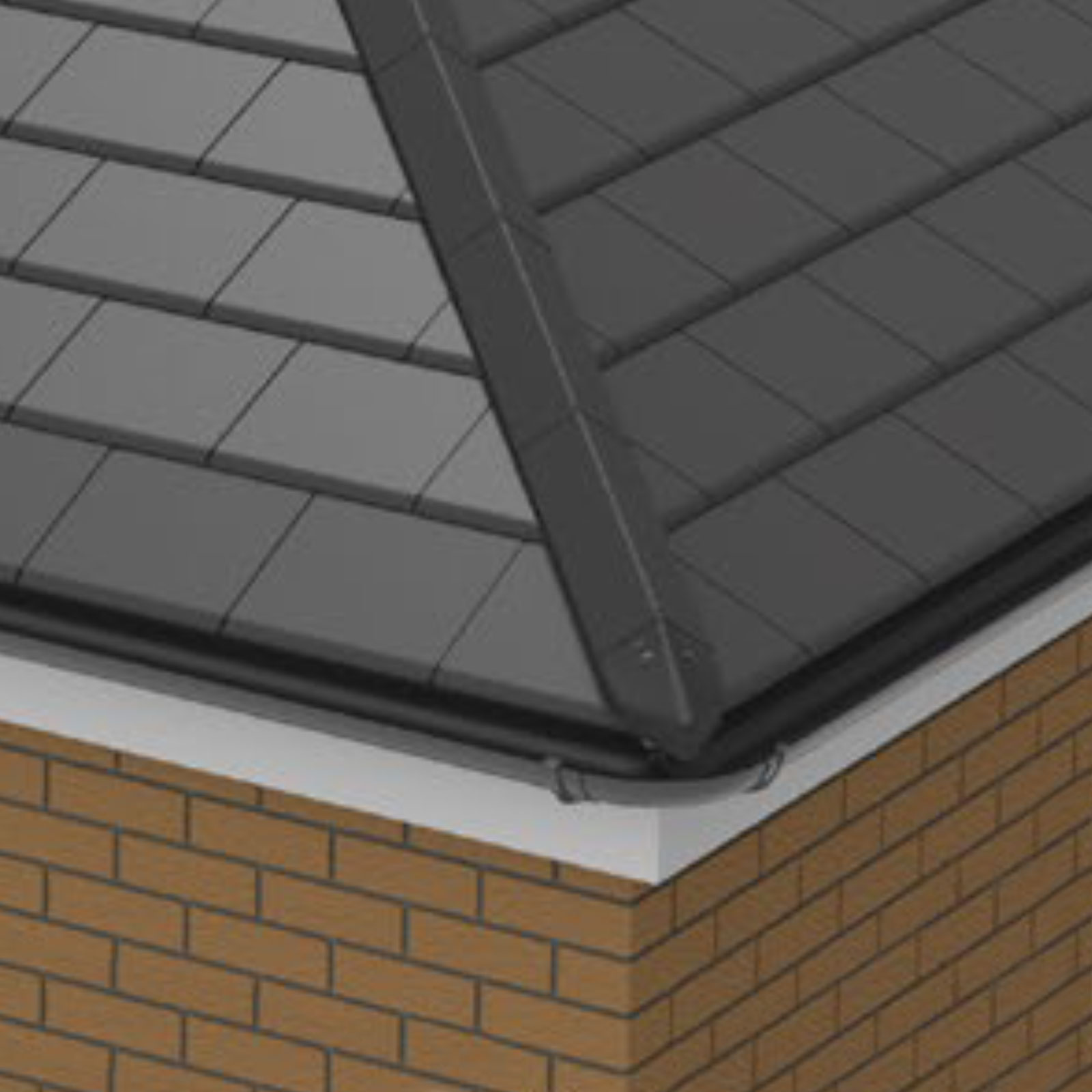 Example of Envirotile Roof Hip End Cap for Synthetic Plastic Roof Tile