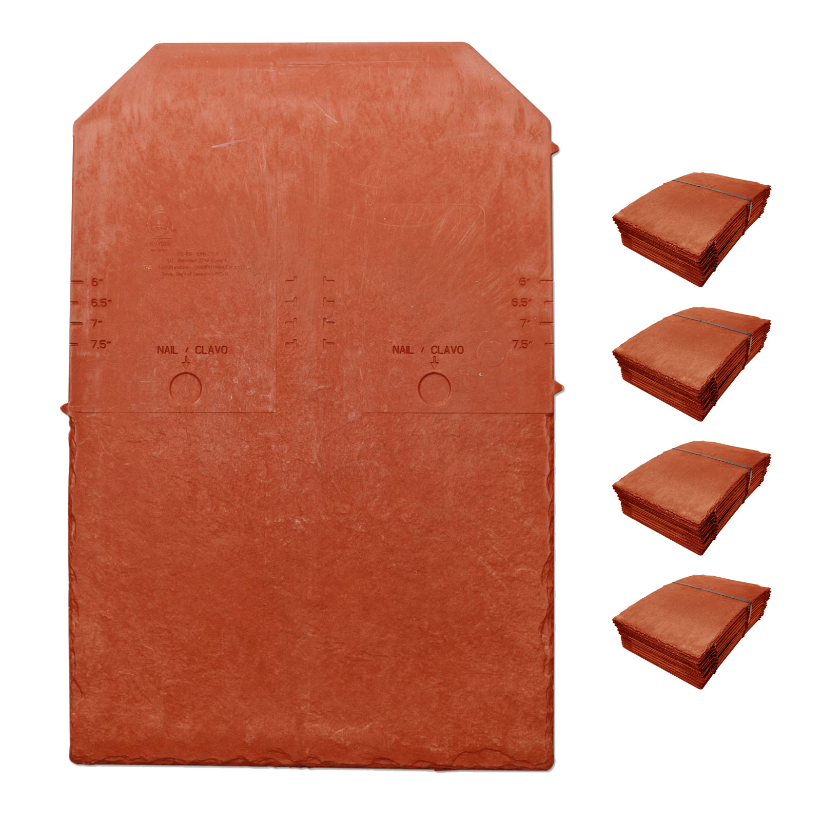 100 x Brick Red Tapco Slate Synthetic Roof Tiles Plastic Composite Roofing